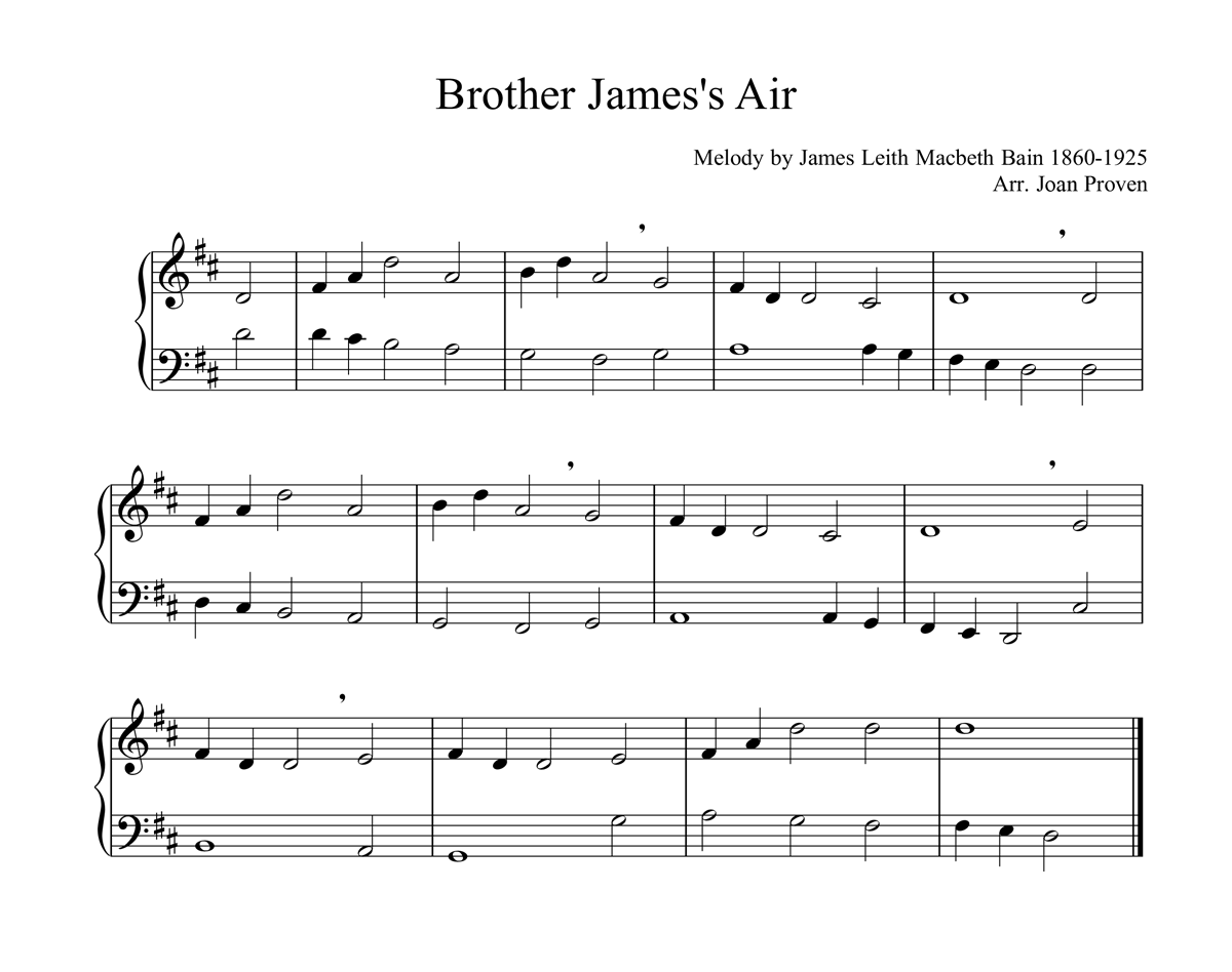 image of Brother James's Air full score