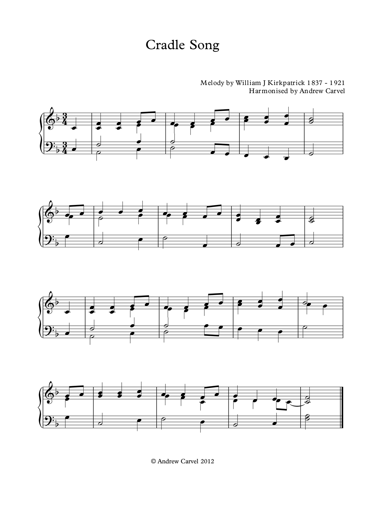 image of cradle song full score