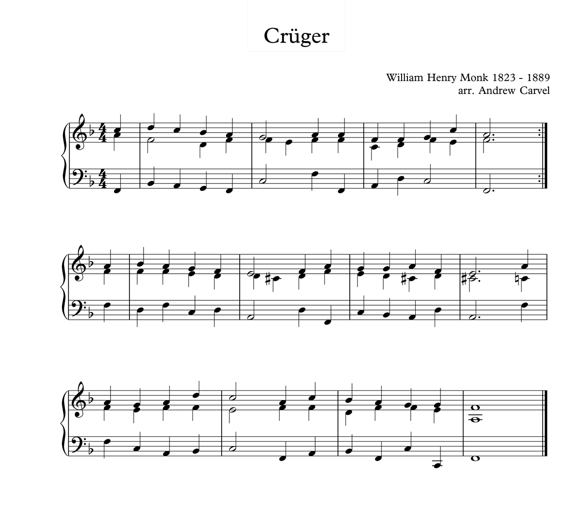 image of Cruger Full Score