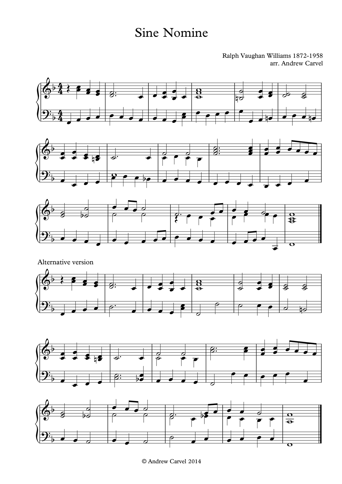 image of sine nomine full score